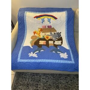 Noah's‎ ark quilt baby crib blanket hand quilted wall hanging